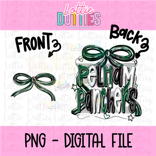 Pelham Panthers PNG | Green, Black and White bow | coquette design | Digital Download