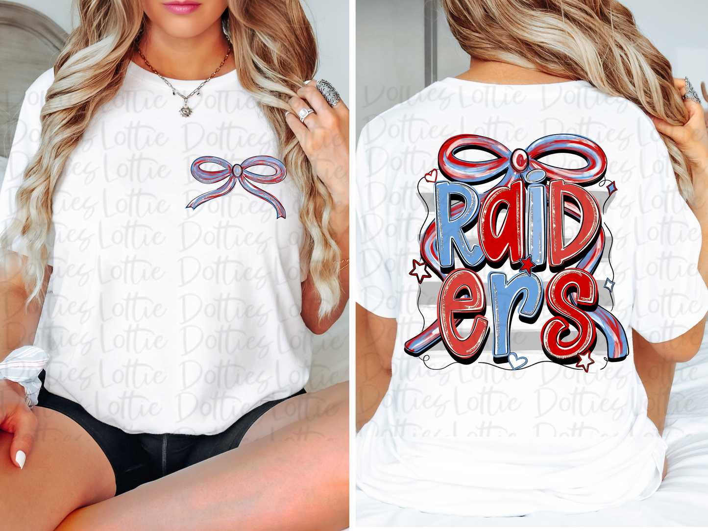 Raiders PNG - Raiders Red and Columbia Blue bow design - Digital Download - coquette design