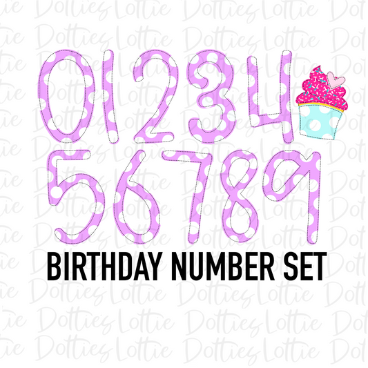 Cupcake number set Faux Applique Number - Alpha Pack - Number Clipart - Instant Download - Rainbow