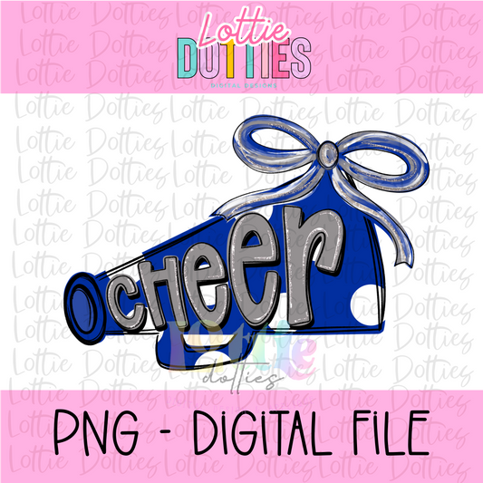 Cheer Megaphone PNG - Blue & Gray Sublimation design -   Digital Download