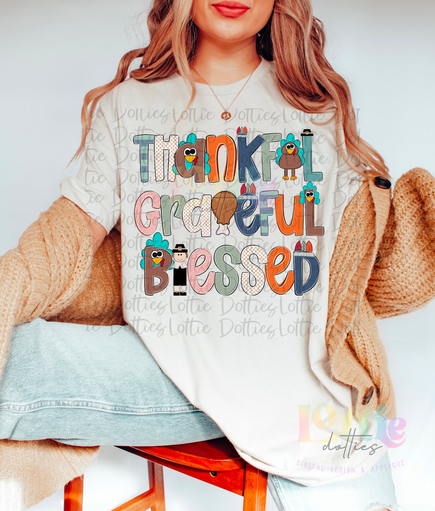 Thankful Grateful Blessed Png - Thanksgiving Sublimation Design- Digital Download