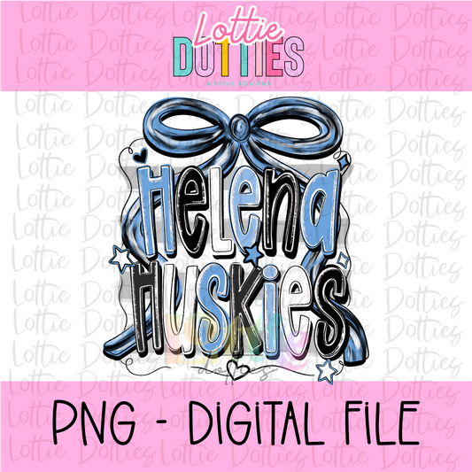 Helena Huskies PNG - Helena Huskies Columbia Blue & Black bow design - Digital Download - coquette mascot