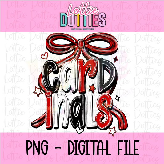 Cardinals PNG - Red & Black bow design - Digital Download - coquette mascot