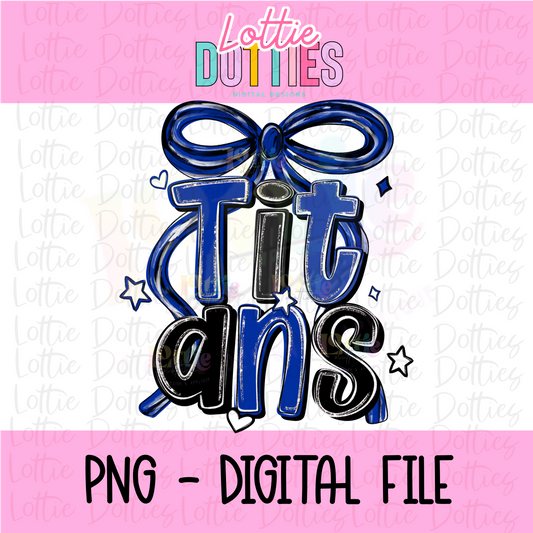 Titans PNG - Titans Royal and Black bow design - Digital Download - coquette design