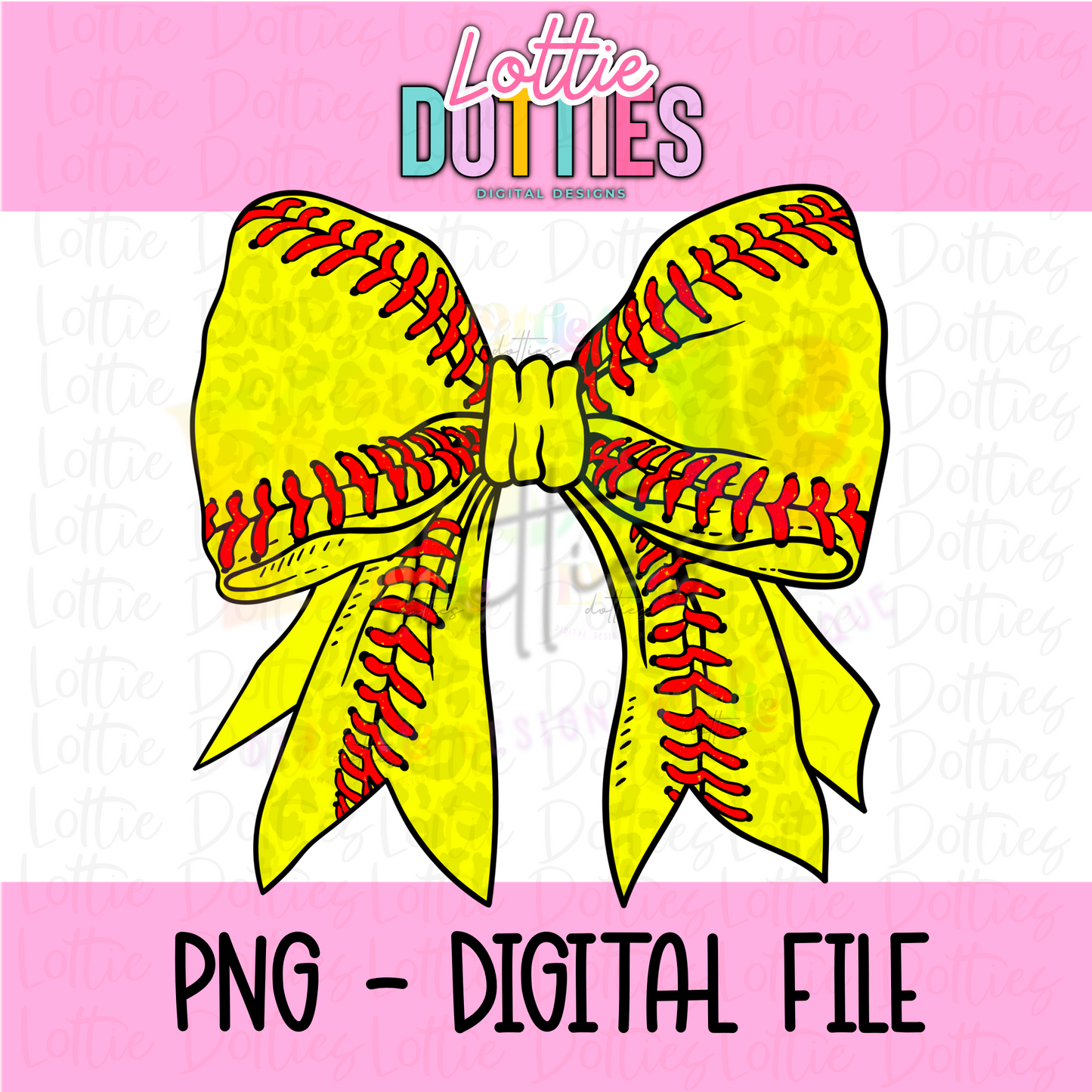 Softball Bow PNG -  softball bow design - Digital Download - Red stitch