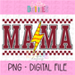 Mama Softball Lightning Bolt - Maroon - PNG - Design Sublimation - Digital Downloadn