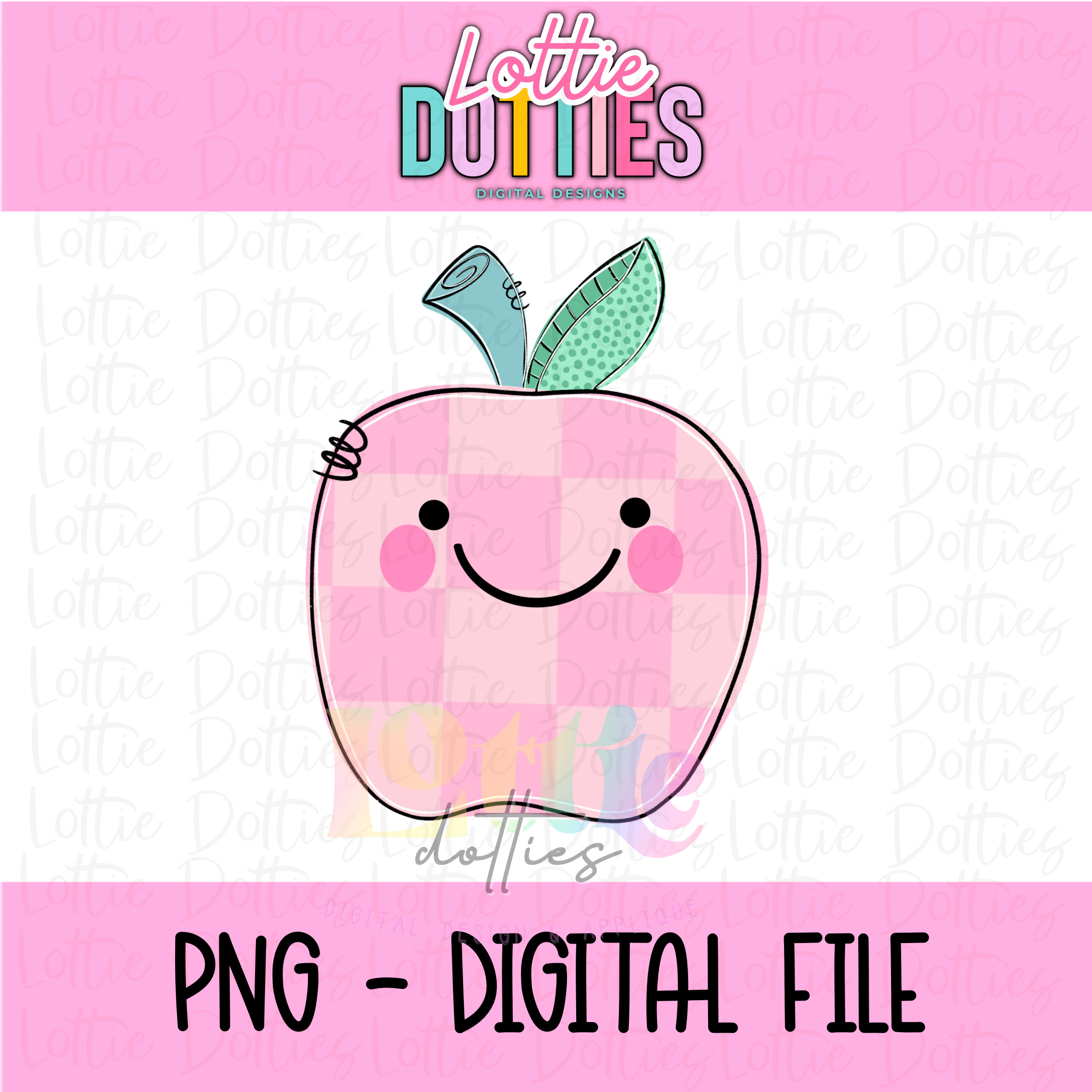 Apple Checkered PNG - Pink Apple Checkered - Sublimation - Digital Dow ...