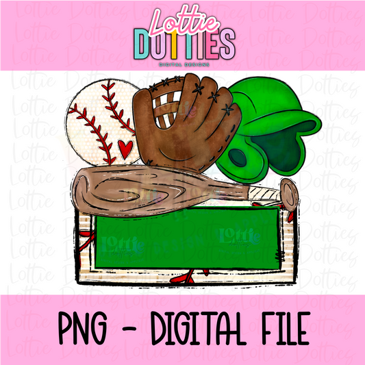 Baseball Name Plate - Green - PNG - Design Sublimation - Digital Download