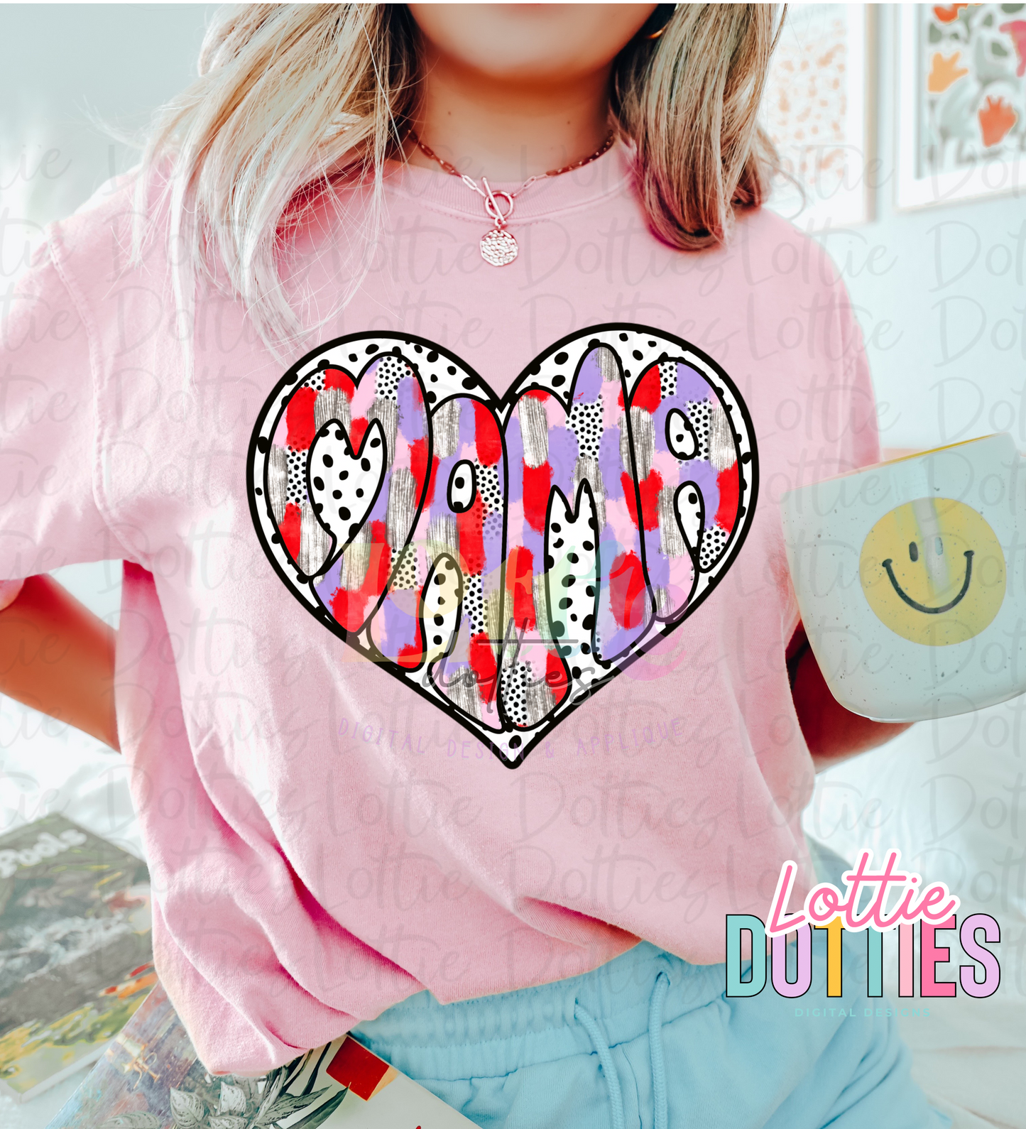 Mama Heart Dots Poppy PNG - Mama Heart Dots - Valentine's Day Sublimation - Valentines Design