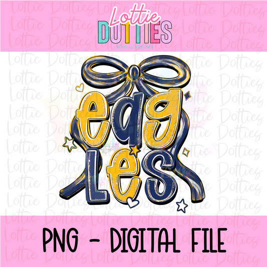 Eagles PNG - Eagles Navy and Gold bow design - Digital Download - coquette design