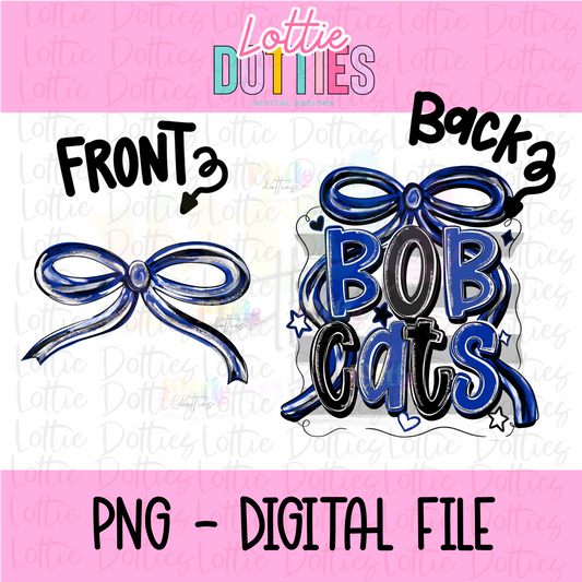 Bobcats PNG - Bobcats Royal and Black bow design - Digital Download - coquette design