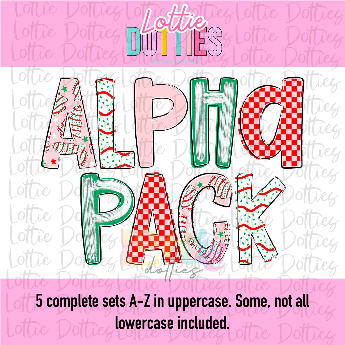 Pink Christmas Cake Alpha - Pink Christmas Cake Alpha - Alphabet - Alpha Pack - Alphabet Clipart - Instant Download  - Alpha Pack