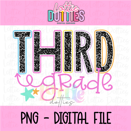 Third Grade PNG - Back To School - Sublimation - Digital Download