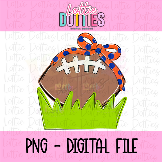Football Bow - Orange & Blue Football Bow PNG - Bow Design Sublimation - Digital Download