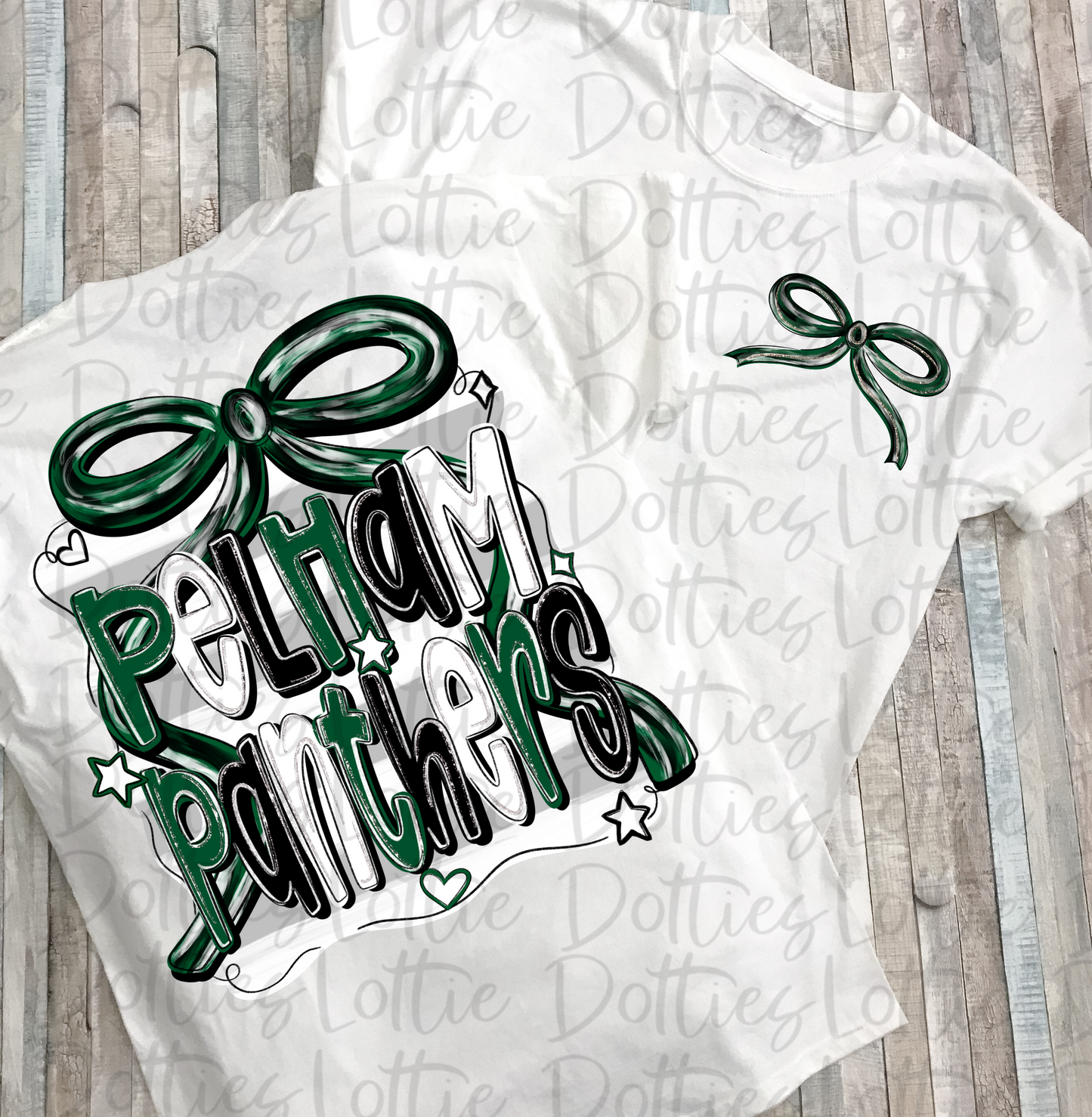 Pelham Panthers PNG | Green, Black and White bow | coquette design | Digital Download