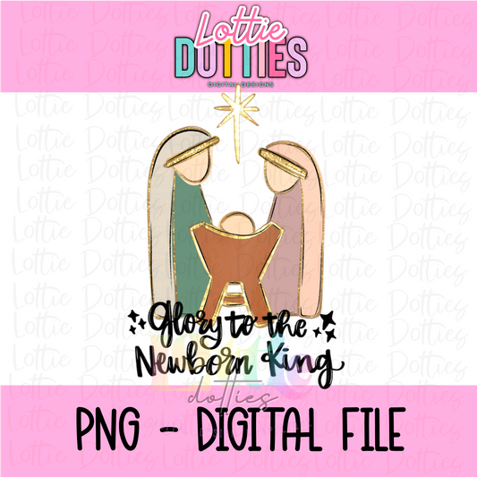 Nativity Scene Boho - Glory to the newborn King Png - Christmas Sublimation Design- Digital Download