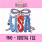 USA Bow PNG - Red White and Blue Patriotic - Sublimation - Digital Download