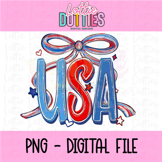USA Bow PNG - Red White and Blue Patriotic - Sublimation - Digital Download