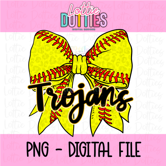 Trojans PNG - Trojans Softball bow Black and Gold design - Digital Download