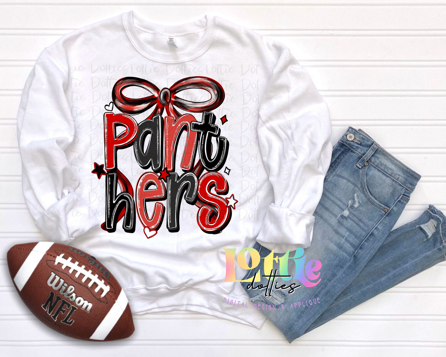 Panthers PNG - Panthers Red & Black bow design - Digital Download - coquette mascotk