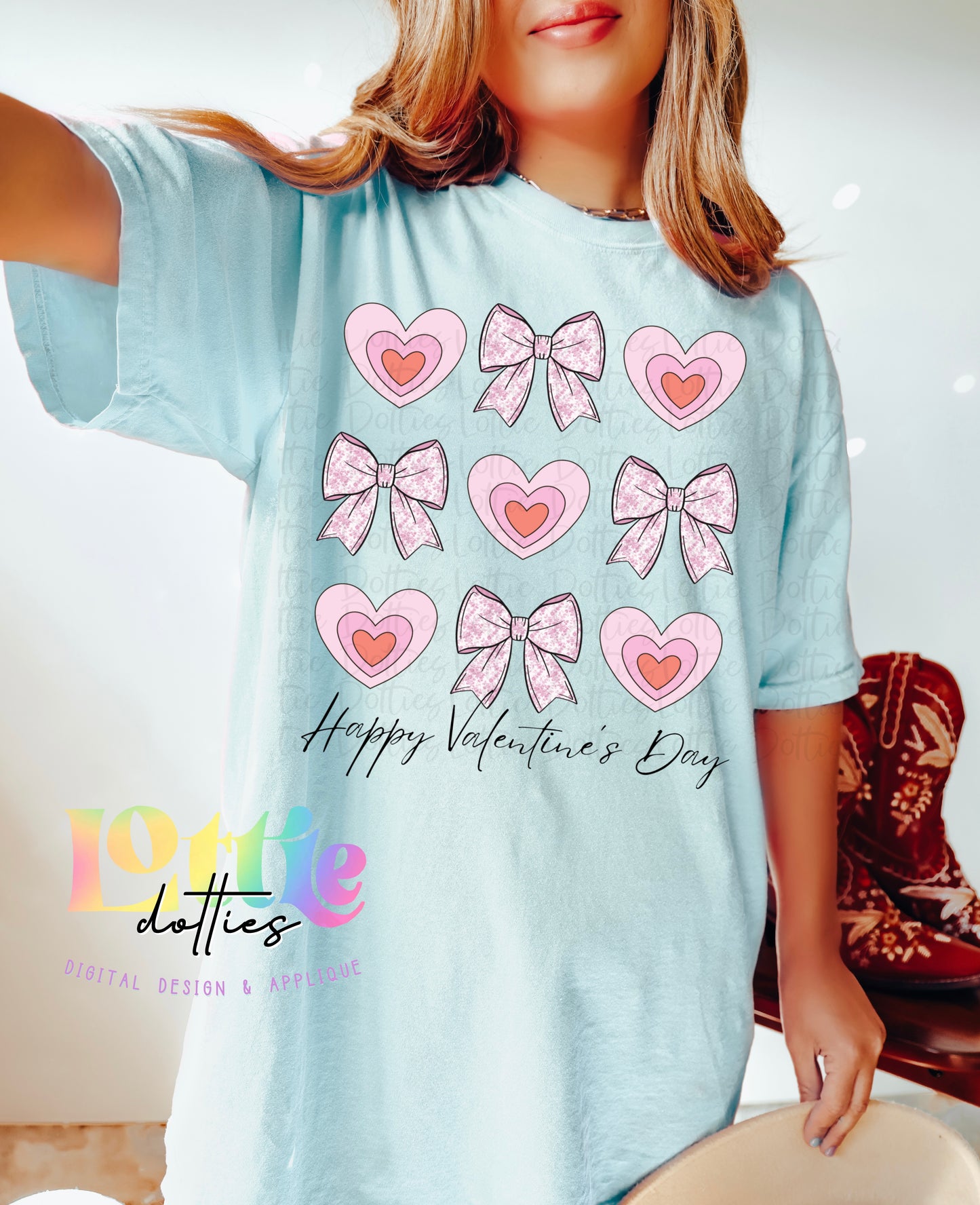 Hearts and Bows PNG - Valentine's Day Sublimation - Valentines Design