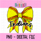 Indians PNG - Indians Softball bow Black design - Digital Download