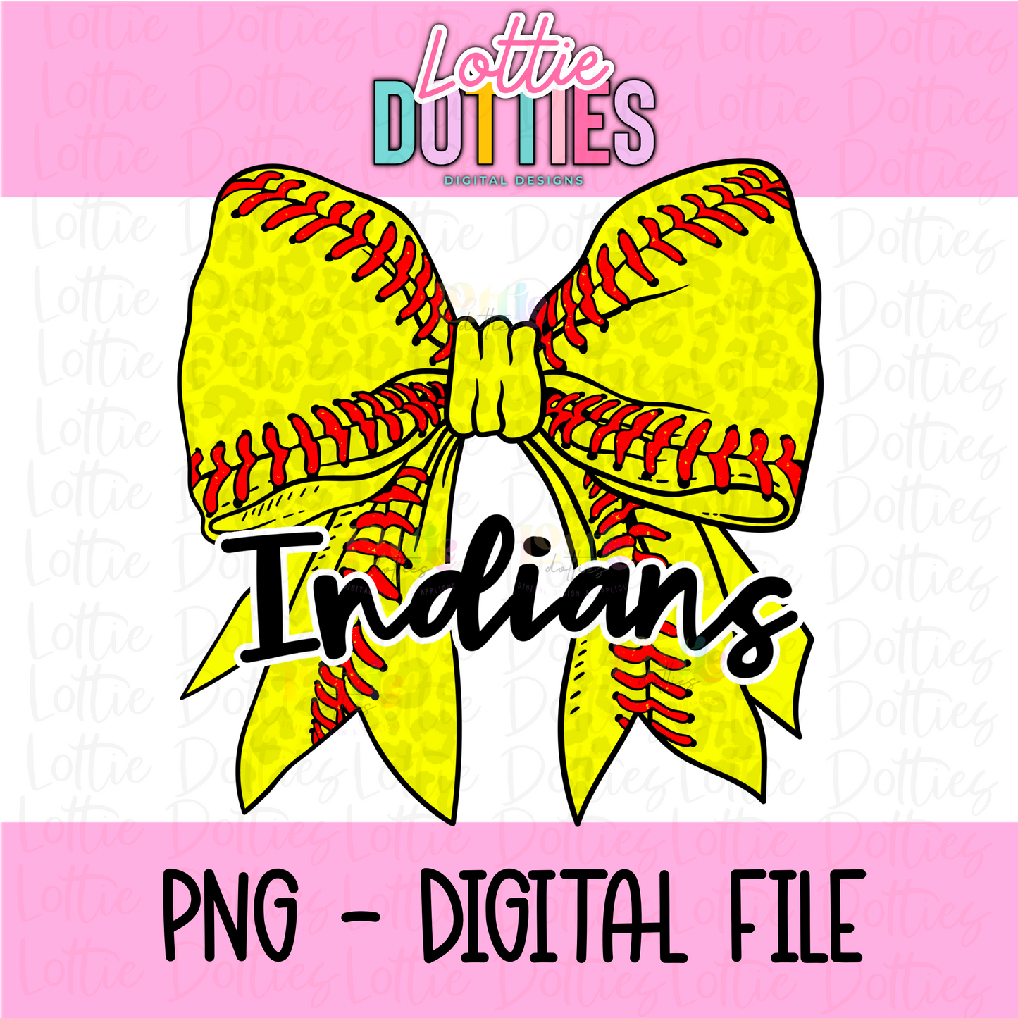 Indians PNG - Indians Softball bow Black design - Digital Download