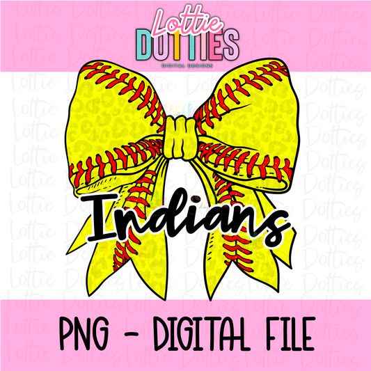 Indians PNG - Indians Softball bow Black design - Digital Download