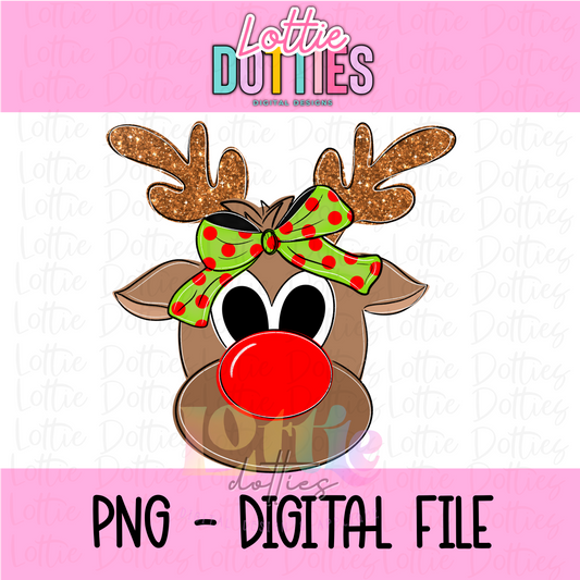 Reindeer Bow Png - Christmas Design - name plate design - Digital Download