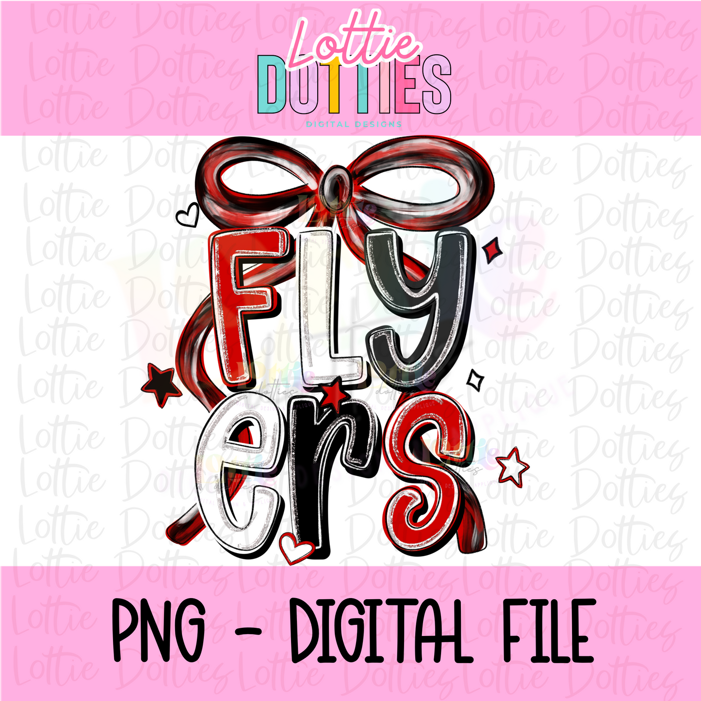 Flyers PNG - Red and Black Flyers bow design - Digital Download
