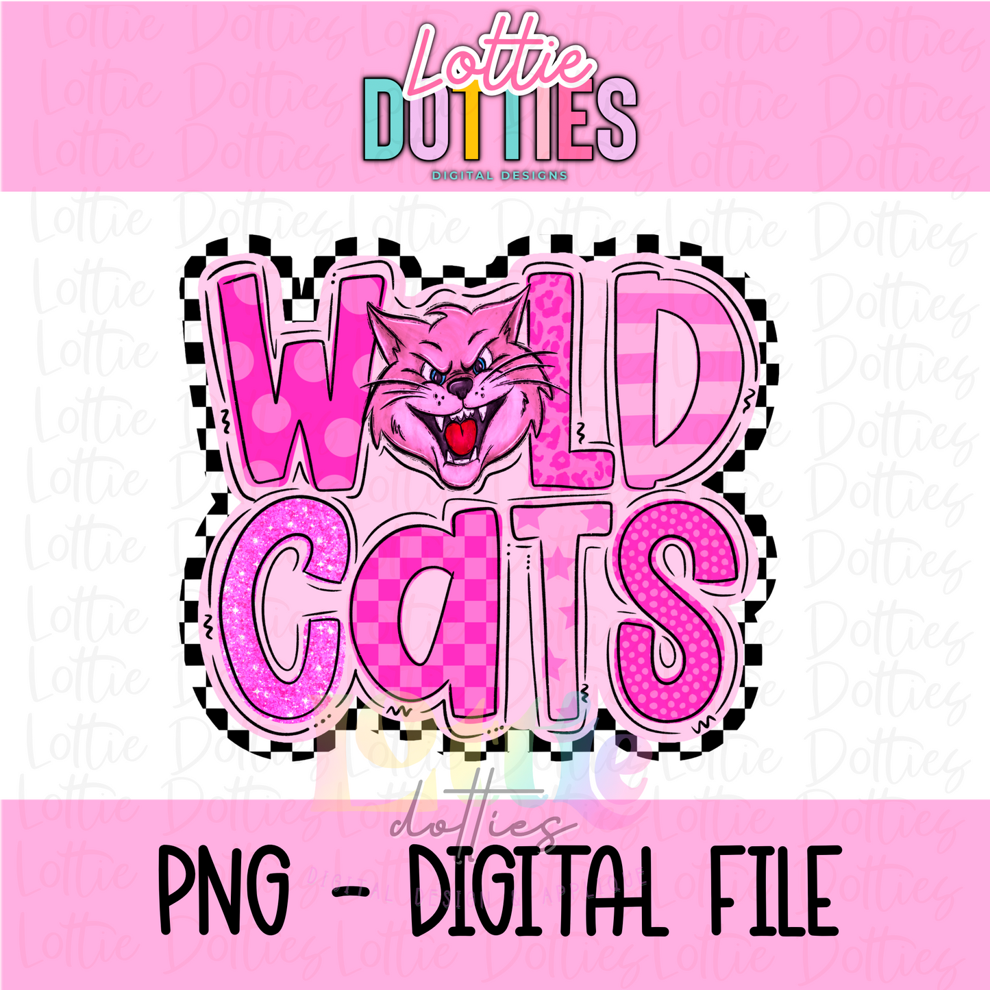 Wildcats - Pink Png - Wildcats Sublimation Design- Digital Download