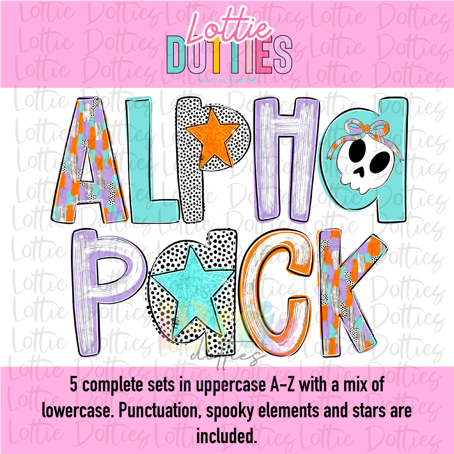 Spooky Pastel Poppy Alpha - Halloween Pastel Poppy Alphabet - Alpha Pack - Alphabet Clipart - Instant Download  - Alpha Packs