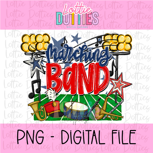 Marching Band PNG - Red and Navy Marching Band design - Digital Download