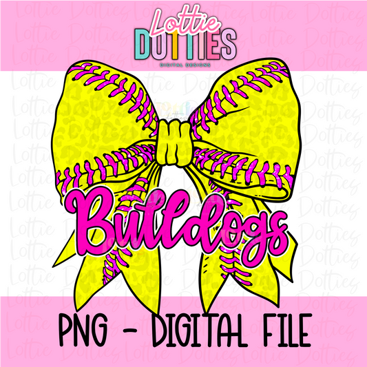 Bulldogs PNG - Bulldogs Softball bow design - Digital Download - Pink