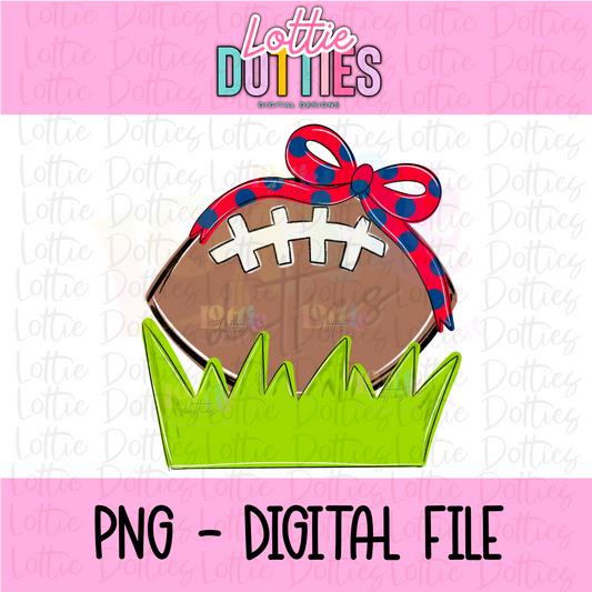 Football Bow - Red & Navy Football Bow PNG - Bow Design Sublimation - Digital Download