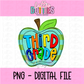 Third Grade Stripe Apple PNG - 3rd Grade Apple Sublimation - Digital Design