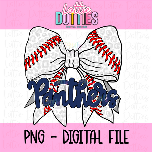 Panthers PNG - Panthers Baseball bow Navy design - Digital Download