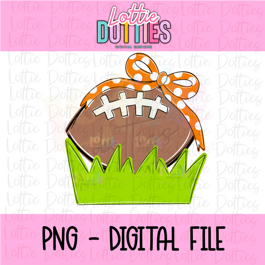 Football Bow - Light Orange Football Bow PNG - Bow Design Sublimation - Digital Download