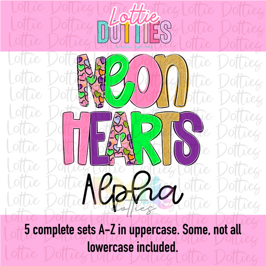 Neon Hearts Alpha PNG - Valentine's Day Sublimation - Digital Download