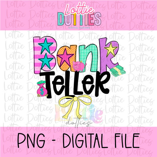 Bank Teller PNG - Bank Teller Yellow Bow Sublimation - Digital Download