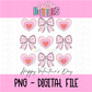 Hearts and Bows PNG - Valentine's Day Sublimation - Valentines Design