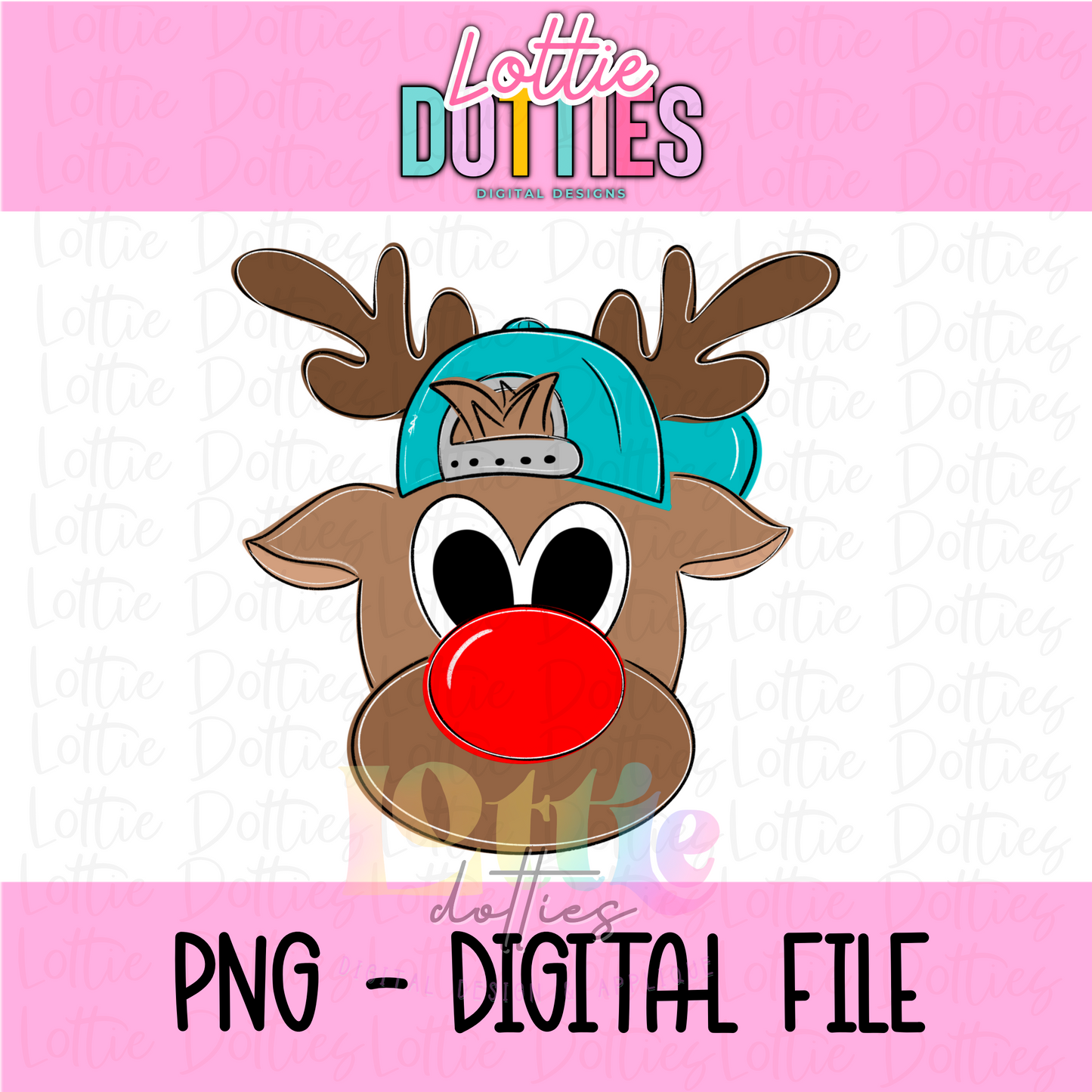 Reindeer with Hat Png - Christmas Design - name plate design - Digital Download