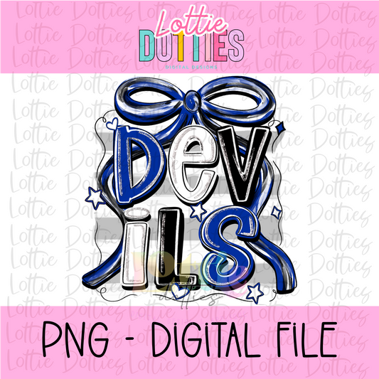 Devils PNG - Royal Black and White Bow Sublimation design -   Digital Download