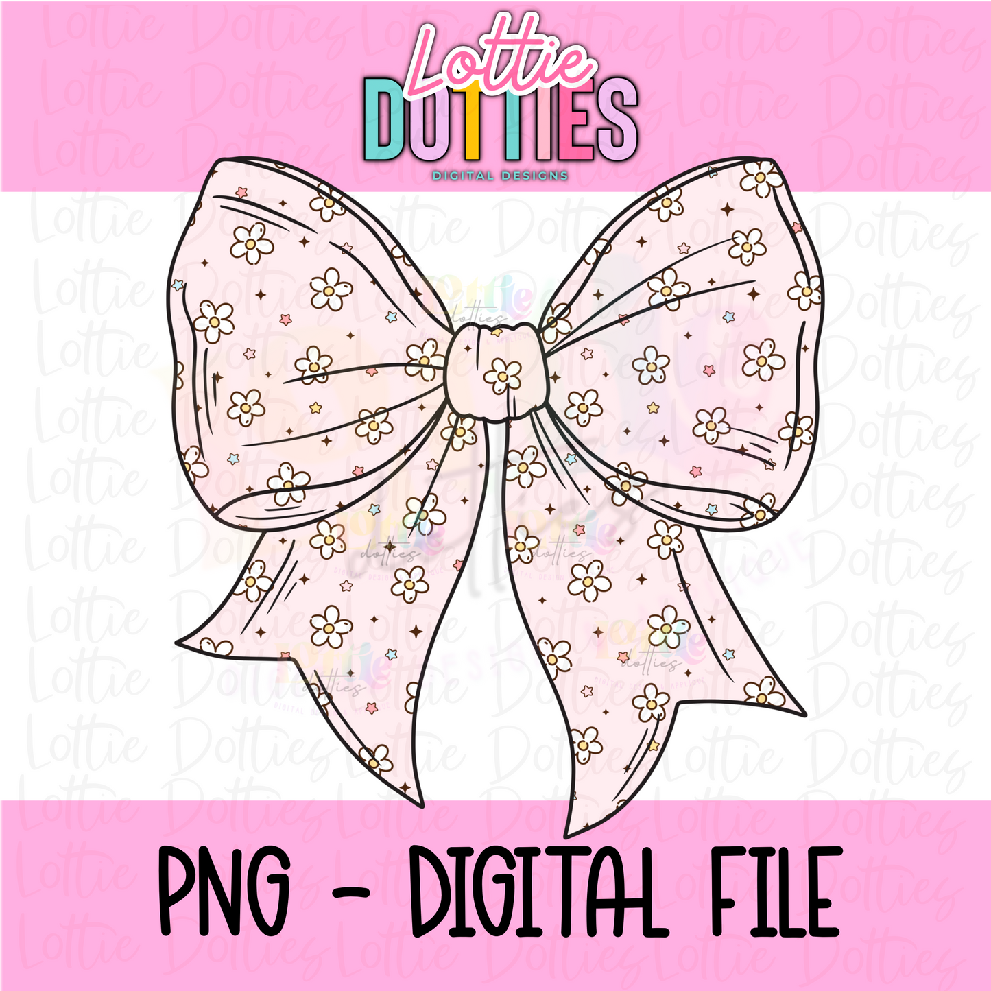Pink Bow PNG - Pink Floral Bow Sublimation - Digital Download