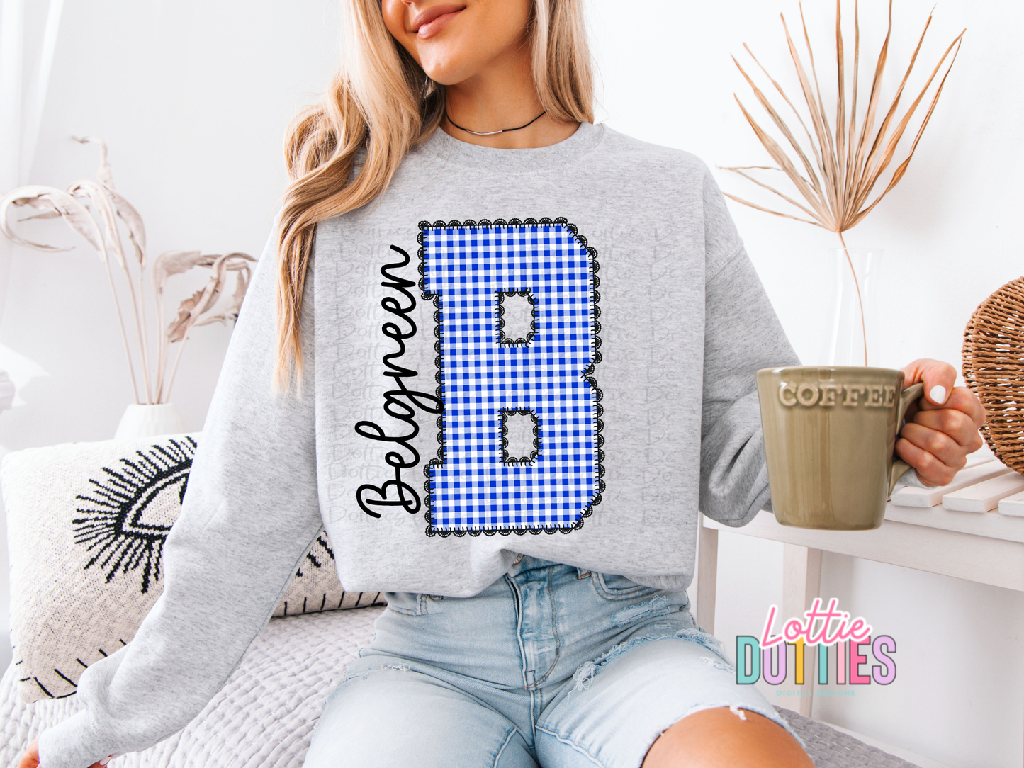 Blue and Black Gingham Lace Spirit Alphabet | Spirit Alpha Pack | Digital Download | PNG