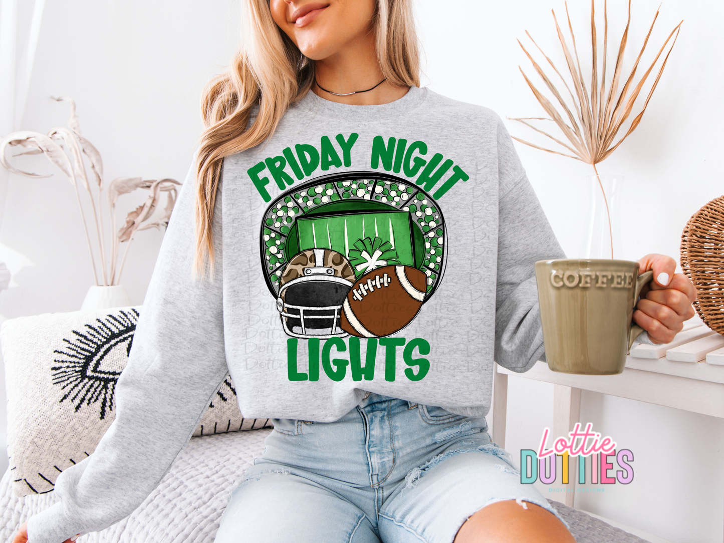 Friday Night Lights PNG - School Spirit Design- Digital Download - Green