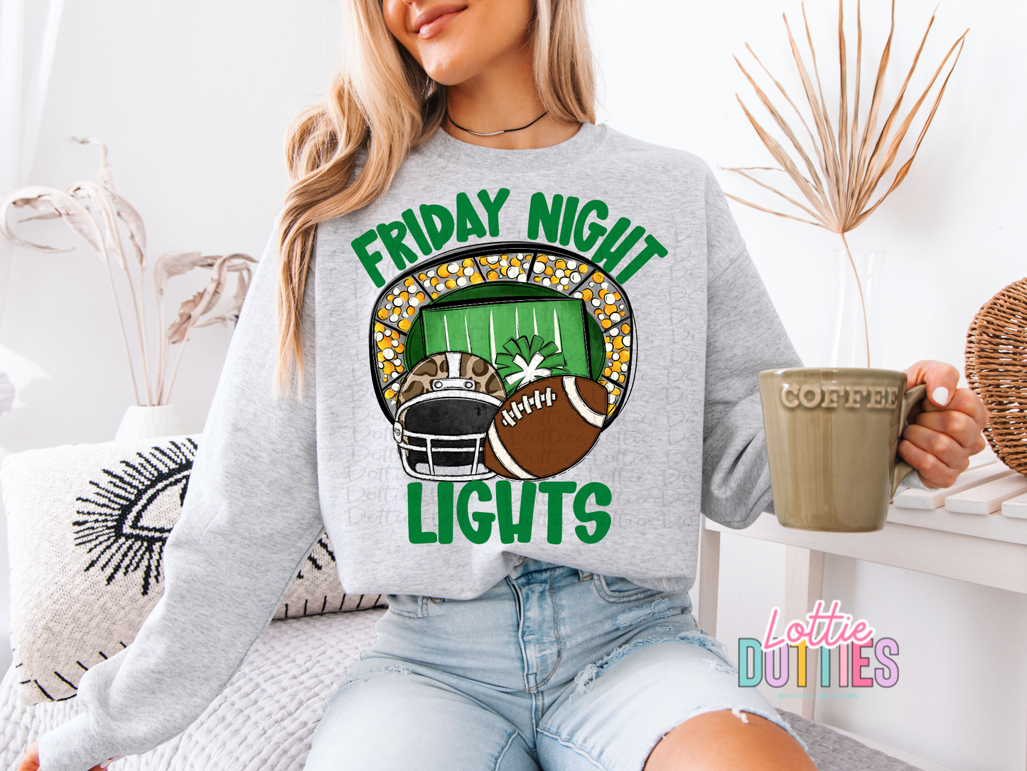 Friday Night Lights PNG - School Spirit Design- Digital Download - Green and Gold