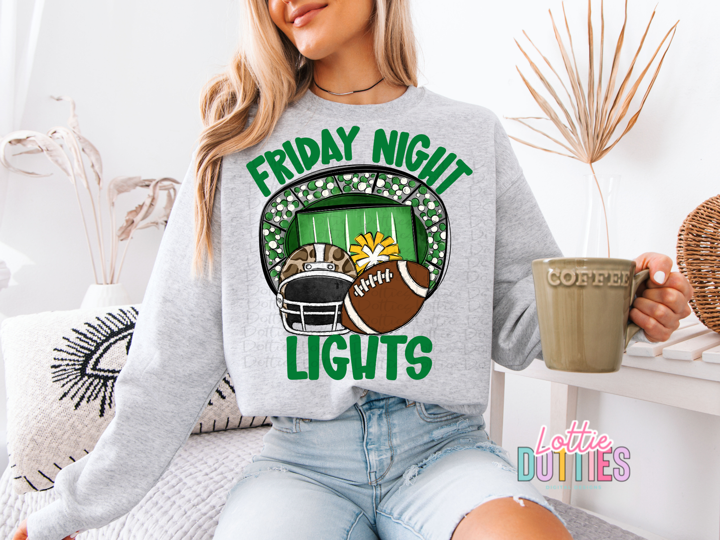 Friday Night Lights PNG - School Spirit Design- Digital Download - Green and Gold