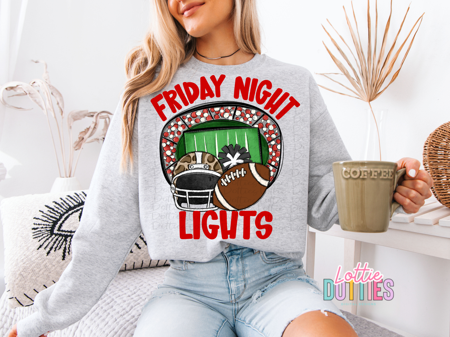 Friday Night Lights PNG - School Spirit Design- Digital Download - Red and Black