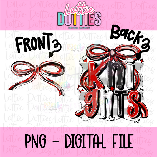 Knights PNG - Red & Black Bow Design Sublimation design -   Digital Download